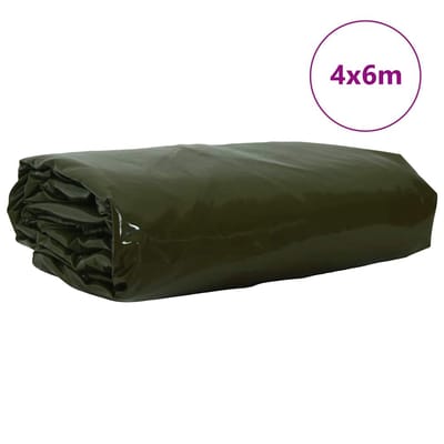 vidaXL - Zeil - 650g - / - m² - Olijfgroen - 4 - x - 6 - m - Canvas - met - PVC-coating