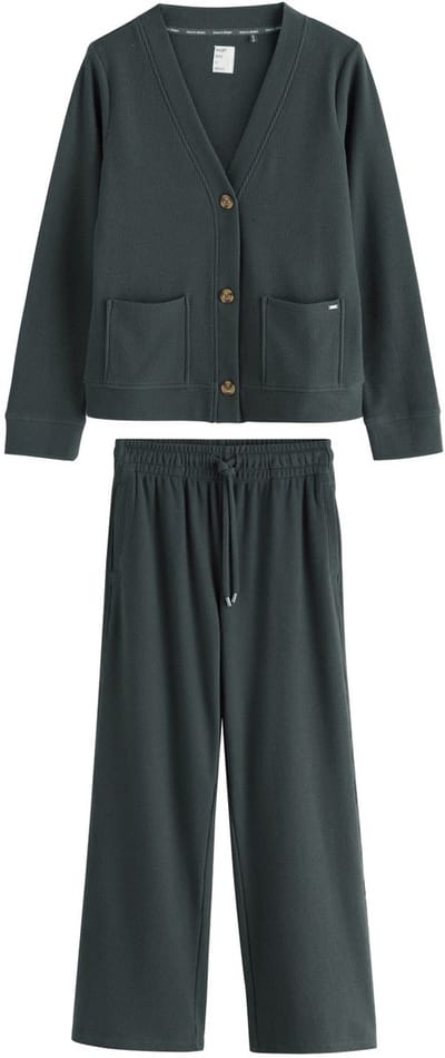 Next - Dames - Comfortabel loungevest van wafelstof - Zwart