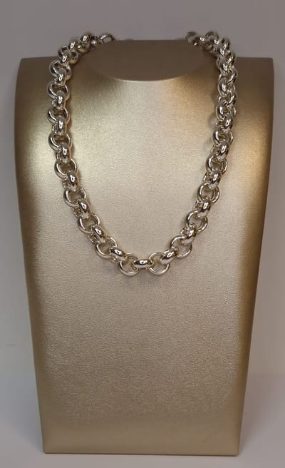 Zwaar zilveren jasseron ketting - dames collier - zilver 55 gram - lengte 40 cm – van € 465,= voor € 285,=