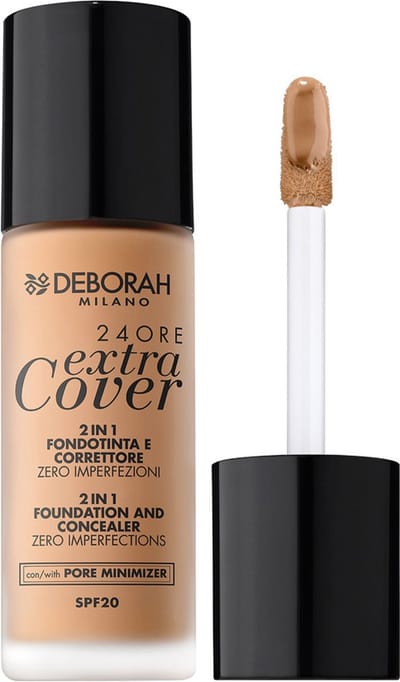 Deborah Milano 24Ore Extra Cover Foundation - 05 DARK AMBER - 2-in-1 Formule: Concealer & Foundation - Hoge, Longlasting Dekking - 30ml