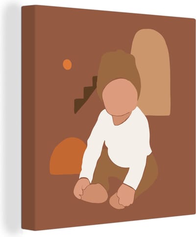 Canvas Schilderij Baby - Jongen - Meisje - Abstract - 20x20 cm - Wanddecoratie
