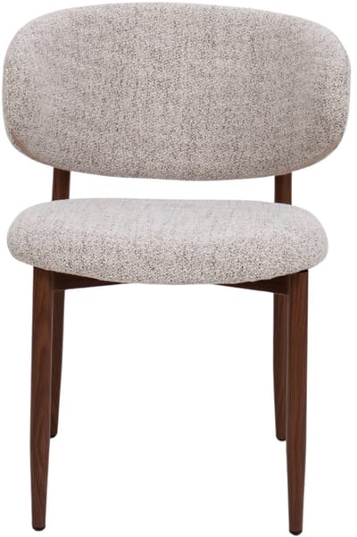 DÉJA Living Eetkamerstoel Jessie - Taupe/Walnoot - Stoffen Stoel - Mid Century - Zithoogte 50 cm - Set van 2