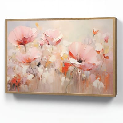 Wandlamp 90x60 cm - Oplaadbaar - Bloemen - Watercolor - Roze - Abstract - Kunst - Wandlampen binnen woonkamer - Slaapkamer lamp - Decoratieve nachtlamp - Vloerlamp draadloos