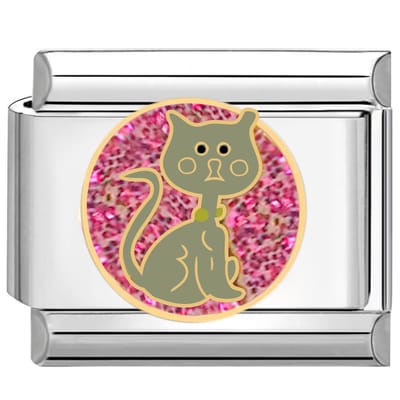 Quiges - Schakel - Bedel - 9mm - charms - Zwarte kat - Geschikt voor - armband - Schakelarmband - italy bedels armband