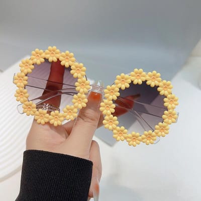 Kinderen UV400 Zonnebril Kinderen Zomer Schattig Bloem Buiten Zonbescherming Baby Meisjes Jongens Klassieke Zonnebril brown