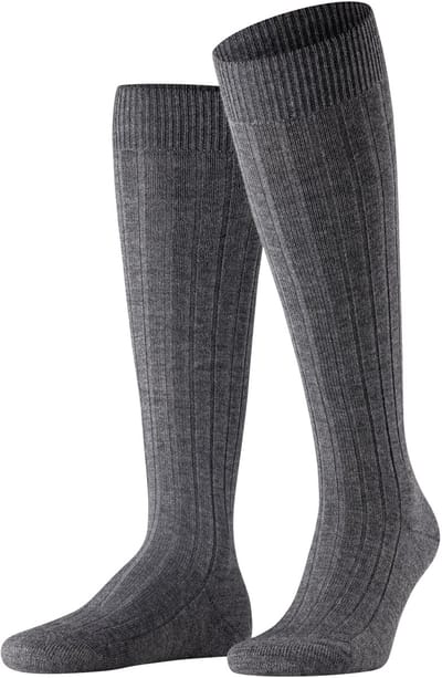 FALKE Teppich im Schuh lang eenkleurig wol kniekousen heren grijs - maat 39-40