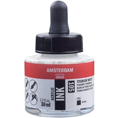 Flacon encre acrylique Acrylic Ink Amsterdam 30ml blanc de titane wit