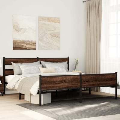 vidaXL - Bedframe - zonder - matras - metaal - bruin - eikenkleur - 193x203 - cm