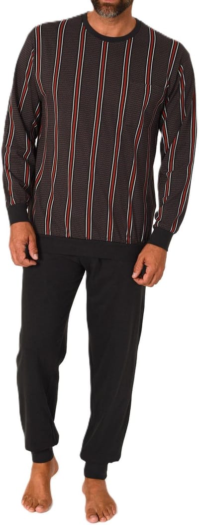 Lange Normann herenpyjama van 100% katoen in een geweldige gestreepte look