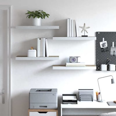 vidaXL - Wandschappen - zwevend - 4 - st - 60x23,5x3,8 - cm - MDF - eikenkleurig - wit