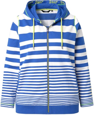 Ulla Popken - Dames - Hoodie-jack siernaden LOVE capuchon - Inktblauw - Maat 42+