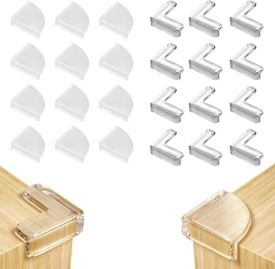 24 stuks hoekbeschermers voor kinderen, 24 stuks, transparant, hoekbescherming van rubber, voor thuis, tafel, meubels, randbescherming voor kinderen, hoekbescherming voor muur en tafelhoeken,