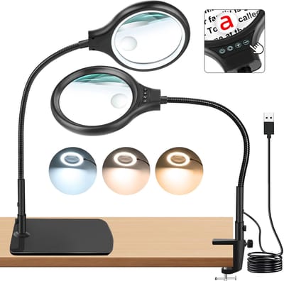 Unyqoos® Verlichte loep met verstelbare zwanenhals en stevige basis voor nauwkeurig werk