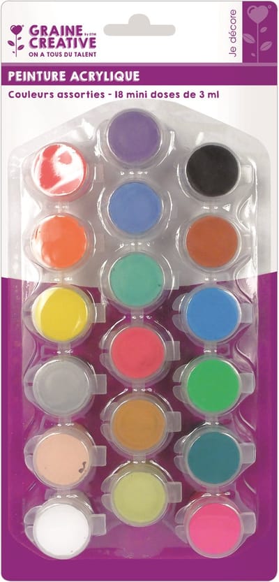 Graine Creative acrylverf set - 18 potjes van 3 ml multicolor.
