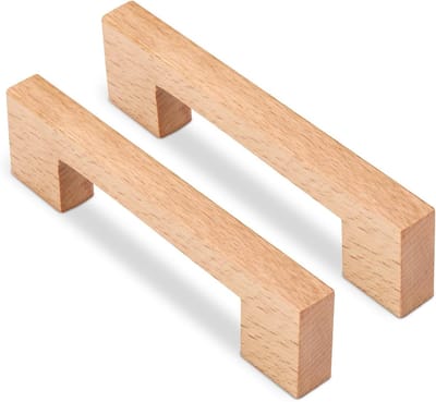 6 Stuks Houten Keukenladen Handgrepen 96mm Gatafstand, Ideaal voor Keukenkastjes, Kasten en Kledingkasten (Beukenhout)
