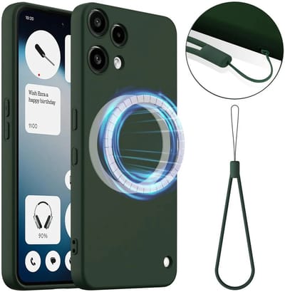 Hoesje geschikt voor Nothing Phone (3a) Lite - Phonesta Royale Liquid Silicone Back Cover met koord - Geschikt voor MagSafe - Donkergroen
