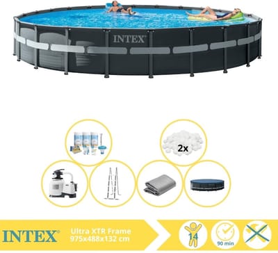 Intex Ultra XTR Frame Zwembad - Opzetzwembad - 732x132 cm - Inclusief Onderhoudspakket en Filterbollen