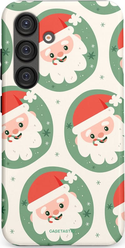 Casetastic hoesje geschikt voor Samsung Galaxy S25 - Dubbellaagse bescherming - Zuurstok Groen Witte Kerstman - Fashion Case - Wit Saliegroen Crème Terracotta