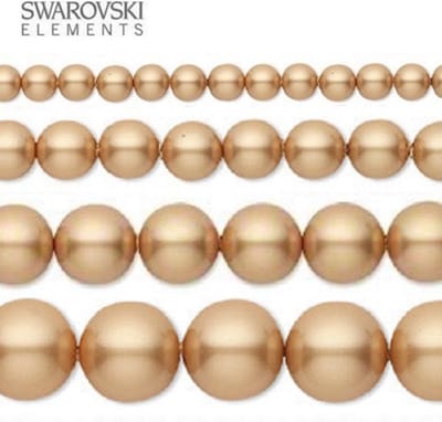 Swarovski Elements, 50 stuks Swarovski Parels, 8mm (40cm), vintage gold, 5810