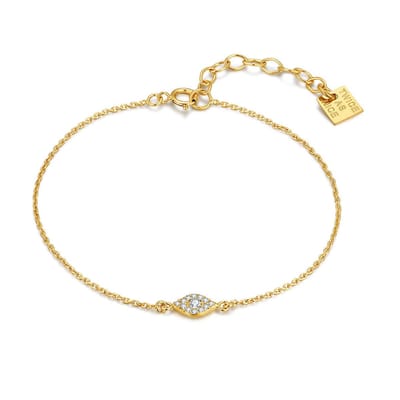 Twice As Nice Armband in zilver, ovale zirkonia Goudkleurig 16cm+3cm