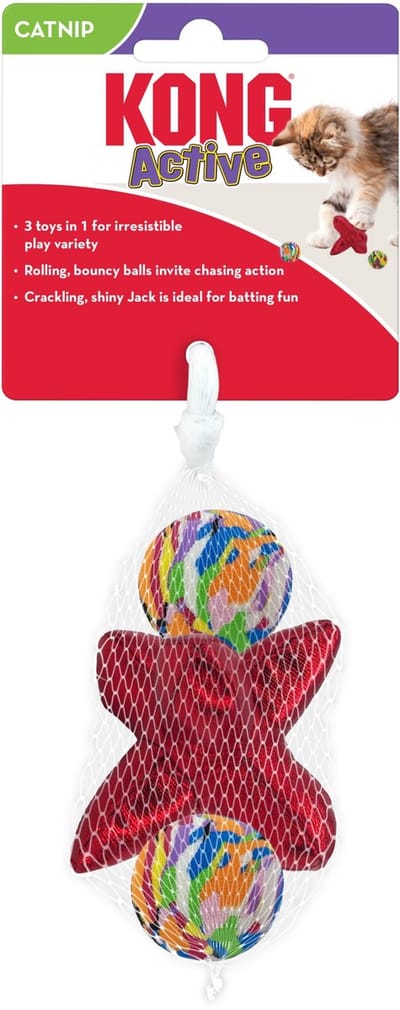 Kong Cat Active Jacks - Kattenspeelgoed - Rood Paars 3 stuks