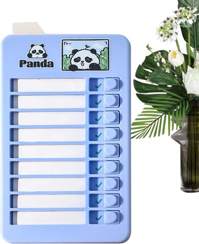 Dagelijkse routinekaart - Takenlijstbord kinderen - Gedrag stimuleren - Visueel schuif systeem - 118 x 65 cm - Panda blauw