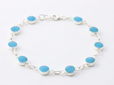 Hoogglans zilveren armband met blauwe turkoois