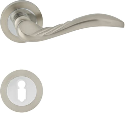 Domino® Deurkrukgarnituur PETRA R M6 M9 - Chroom/Nikkel - BB- gladde sleutel met Ronde Rozette - Deurbeslag van aluminium - Deurklink voor kamerdeur, kantoordeur, kelderdeur en binnendeur