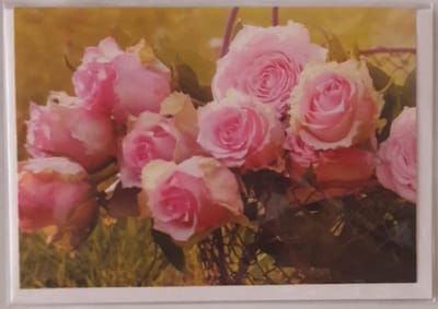 Altijd leuk om deze blanco kaart te ontvangen. Een bijzondere afbeelding van roze rozen bij elkaar. Deze wenskaart is geschikt om bij meerdere gelegenheden te versturen of te geven. Een dubbele wenskaart inclusief envelop en in folie verpakt.