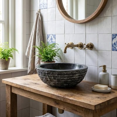 Teakea - Oblique Waskom van Zwart Marmer 40x21/15 cm - Luxe Ronde Natuursteen Waskom