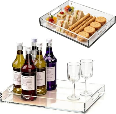 Acryl Dienblad - Draagbare Lade - Dranken Serveren - Lekvrije Constructie - 45 x 35 x 10 cm - Transparant