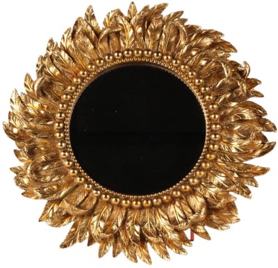Baroque - Spiegel - Wandspiegel Bladeren 39,5 cm - Goud - Resin - 39.5x39.5x4 - Polyresin