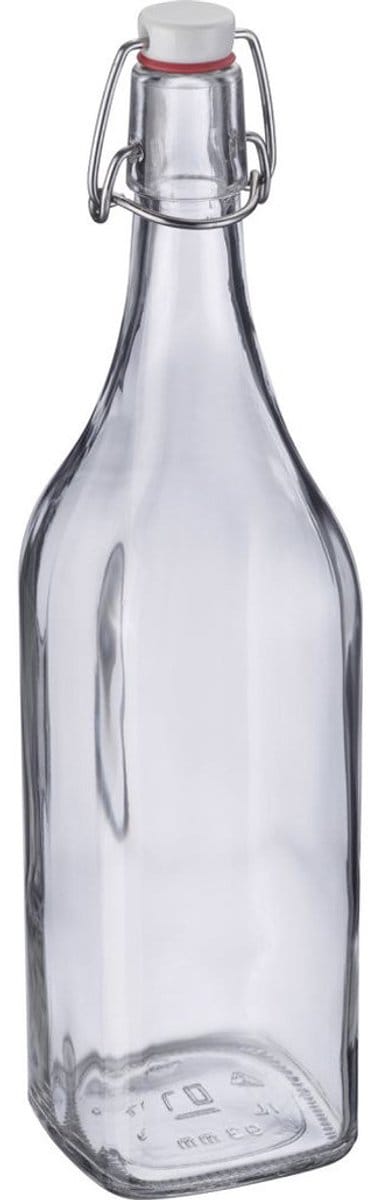 Westmark beugelfles/beugelfles, vierkant, vulvolume: 1 l, glas/kunststof/staal, 66202270