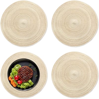 Set van 4 Ronde Onderzetters van 30 x 30 cm, Antislip en Warmtebestendig, Makkelijk Schoon te Maken, Boho Stijl voor Keuken, Eetkamer, Feestjes en Bruiloften
