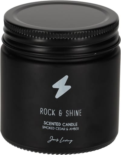 JENS Living - Geurkaars - ROCK & SHINE - Branduren: 15u - Geur: Smoked Ceddar & Amber - 7 x 7 x 8 cm