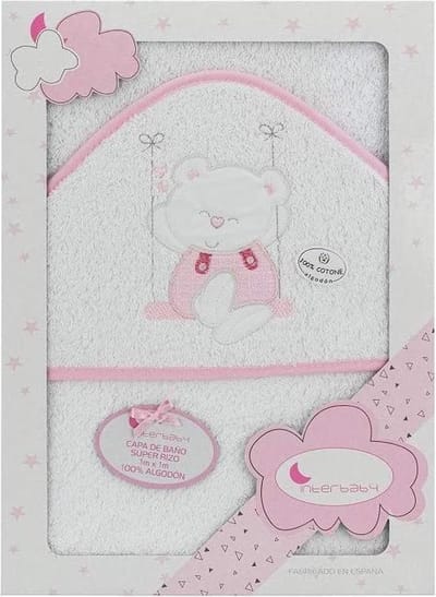 Interbaby Handdoek Schommel 100 X 100 Cm Katoen Wit/roze