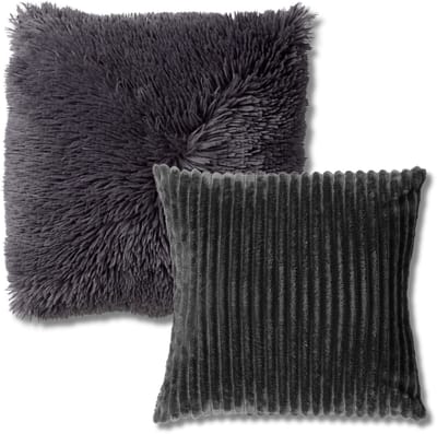 KUSSENSET - 2-delig - Cosy Layers - 60x60 cm, 45x45 cm - inclusief binnenkussens - antraciet