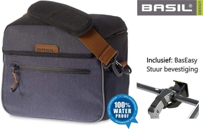 Basil stuurtas Miles - 26 x 16 x 23 cm cm Waterproof Donkergrijs – Incl. BasEasy bevestig beugel