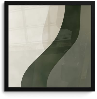 Poster in lijst - Fotolijst 40x40 cm - Posters - Japandi - Groen - Abstract - Modern - Posterlijst zwart - Decoratie - Wanddecoratie woonkamer - Muurdecoratie slaapkamer