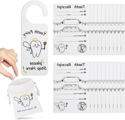 Melktand Certificaat Set met 20 Stuks, Schoon Tandcertificaat, Tandzakje en Deurhanger, Herinneringen voor Kinderen en Souvenirs