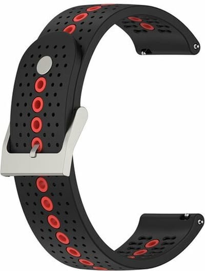 By Qubix - Geschikt voor Garmin bandje - Geschikt voor Garmin Vivomove 3 / HR / Luxe / Sport / Style / Trend - Dot Pattern bandje - Zwart met rood - Smartwatch bandje 20mm