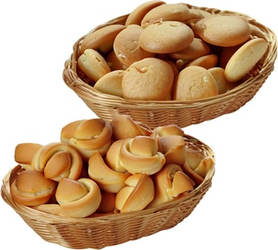 Kesper Brood/fruit mandje - 2x - lichtbruin - ovaal - L24 x B20 x H6 cm - opslagmandje