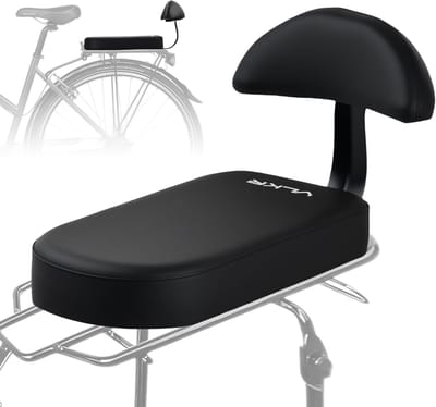 Fiets achterzitkussen - Kinderzitje fiets - Comfortabel reizen - Met rugleuning - 32 cm breed - Zwart
