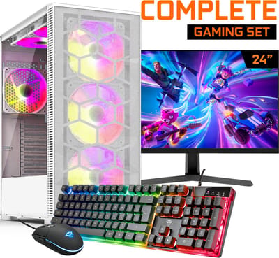 ScreenON GamePC - Complete Gaming Set - RTX 3050 - Ryzen 5 - 16GB RAM - 500GB SSD - Incl. 24" Monitor & Accessoires