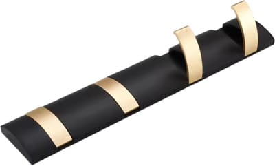 Ragnal Wandhaak voor kapstok - Opvouwbaar 4 haken - RVS - Zwart/Goud Kapstokhaak - Wandhanger voor handdoek - kleding - sleutels - accessoires - Incl. bevestigingsmateriaal