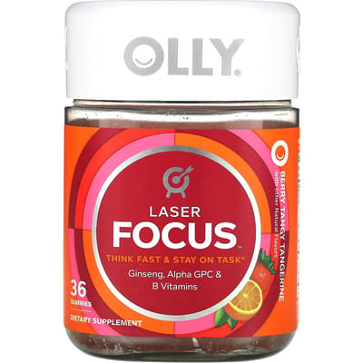 Laser Focus Gummy Jelly, Berry Tangy Tangerine, 36 Gummy Jelly