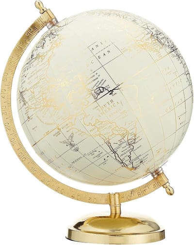 Decoratieve Wereldbol op Standaard - Ivoor en Goud - Klassieke Stijl