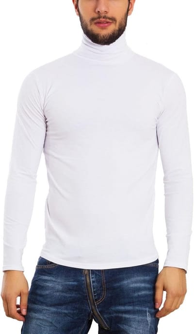 Heren Coltrui Lange Mouwen Slim Fit Katoenmix Wit