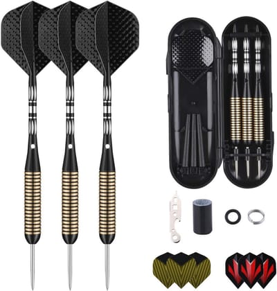 Dartpijlen met metalen punt - 27 gram stalen darts inclusief accessoires