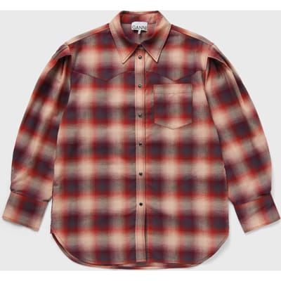 Cotton Flannel Check Pleated Sleeve Shirt